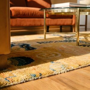 Antique Chinese Dragon and Cloud Band Design Yellow Hallway Runner Rug (SKU 23878) - in-room detail