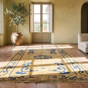 Antique Chinese Dragon Design Yellow Hand Knotted Wool Pile Peking Rug (SKU 22190) - room view