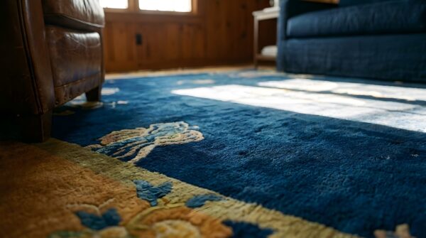Antique chinese dragons and bird of paradise pattern peking rug (sku 24921) - in-room detail