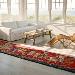 Antique Chinese Flat Weave Red Hallway Runner Rug (SKU 23840) - room view