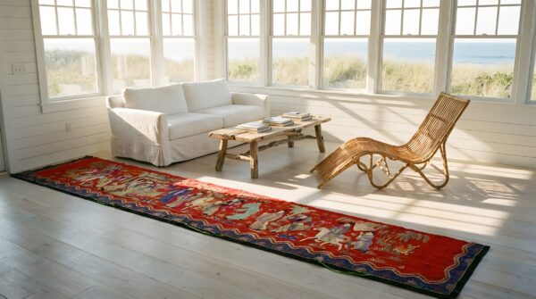 Antique chinese flat weave red hallway runner rug 7 Antique chinese flat weave red hallway runner rug (sku 23840) - room view