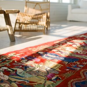 Antique Chinese Flat Weave Red Hallway Runner Rug (SKU 23840) - in-room detail