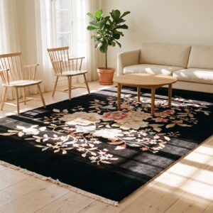 Antique Chinese Floral Knotted Rug (SKU 25094) - room view