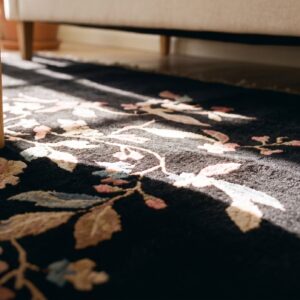 Antique Chinese Floral Knotted Rug (SKU 25094) - in-room detail