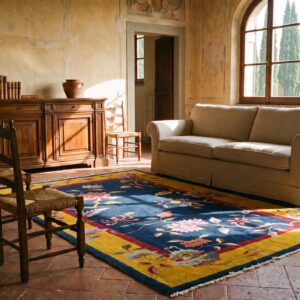 Antique Chinese Floral Blue 1920s Rug (SKU 25097) - room view