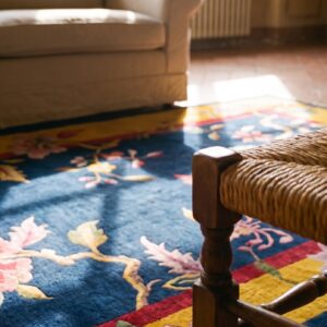 Antique Chinese Floral Blue 1920s Rug (SKU 25097) - in-room detail