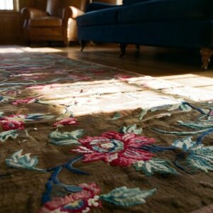 Antique Chinese Floral Hallway Runner Rug (SKU 24713) - in-room detail