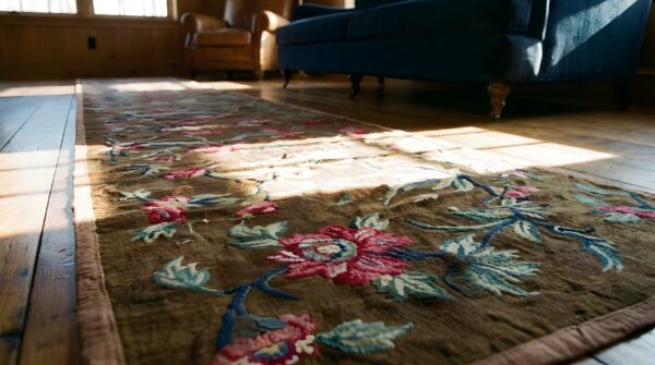 Antique chinese floral hallway runner rug 11 Antique chinese floral hallway runner rug (sku 24713) - in-room detail