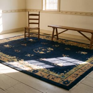 Antique Chinese Floral, Medallion Blue 1920s Rug (SKU 25115) - room view