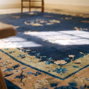 Antique Chinese Floral, Medallion Blue 1920s Rug (SKU 25115) - in-room detail