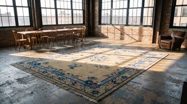 Antique chinese floral medallion design room size peking rug 8 Antique chinese floral medallion design room size peking rug (sku 22501) - room view