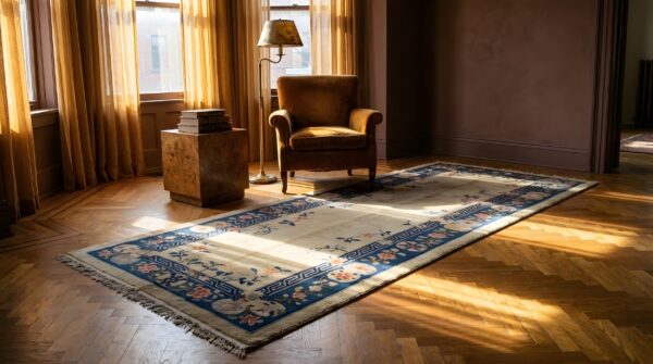 Antique chinese hallway runner wool ivory rug 7 Antique chinese hallway runner wool ivory rug (sku 24900) - room view