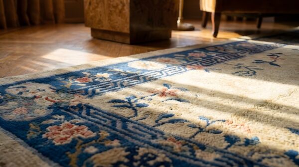 Antique chinese hallway runner wool ivory rug 8 Antique chinese hallway runner wool ivory rug (sku 24900) - in-room detail