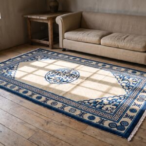Antique Chinese Ivory Field Color Wool Pile Peking Rug (SKU 21999) - room view