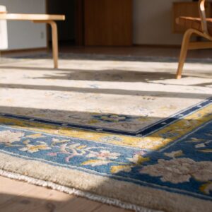 Chinese Wool Ivory - Peking Rectangle 1920s Antique Knotted Room Size Rug (SKU 25269) - in-room detail