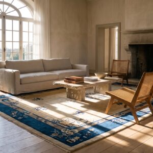 Knotted Wool Chinese Ivory Antique Room Size 1920s Rectangle - Peking Rug (SKU 25266) - room view