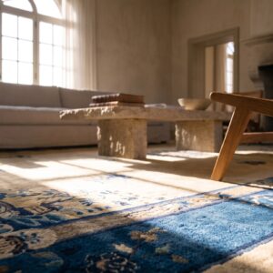 Knotted Wool Chinese Ivory Antique Room Size 1920s Rectangle - Peking Rug (SKU 25266) - in-room detail