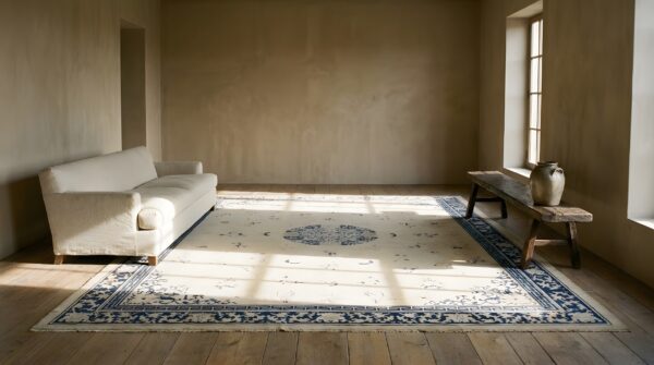 Chinese ivory knotted room size - peking antique rectangle 1920s wool rug 7 Chinese ivory knotted room size - peking antique rectangle 1920s wool rug (sku 25608) - room view