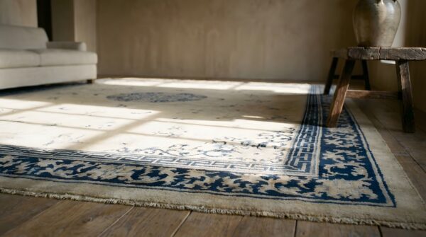 Chinese ivory knotted room size - peking antique rectangle 1920s wool rug 8 Chinese ivory knotted room size - peking antique rectangle 1920s wool rug (sku 25608) - in-room detail