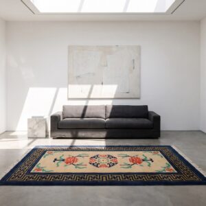 Antique Chinese Ivory Small Scatter Size Floral Peking Scatter Rug (SKU 23226) - room view