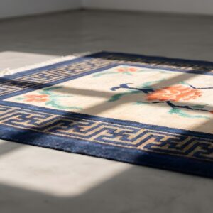 Antique Chinese Ivory Small Scatter Size Floral Peking Scatter Rug (SKU 23226) - in-room detail