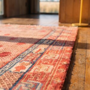 Antique Chinese - Kansu Hallway Runner Wool Coral Rug (SKU 21301) - in-room detail