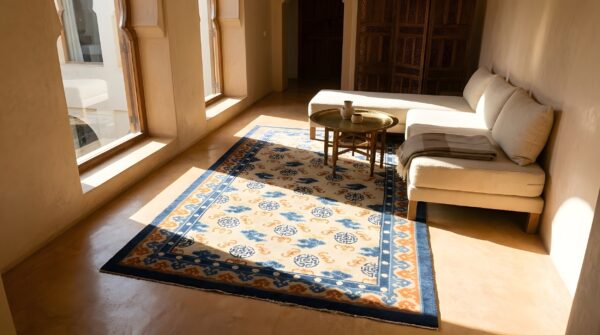 Antique chinese - kansu hallway runner wool ivory rug (sku 25592) - room view