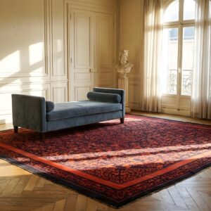 Antique Chinese Kansu Knotted Square Rug (SKU 23500) - room view