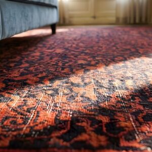 Antique Chinese Kansu Knotted Square Rug (SKU 23500) - in-room detail