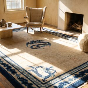Antique Chinese Medallion Knotted Rug (SKU 25067) - room view