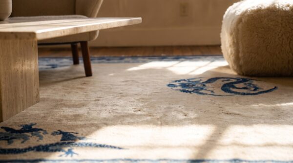 Antique chinese medallion knotted rug 8 Antique chinese medallion knotted rug (sku 25067) - in-room detail