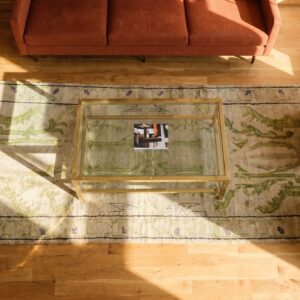 Antique Chinese - Mongolian Hallway Runner Wool Ivory Rug (SKU 21778) - styled overhead view
