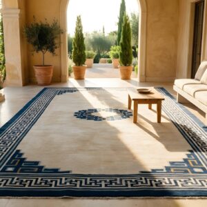 Antique Chinese - Mongolian Large Room Size Wool Ivory Rug (SKU 25579) - room view