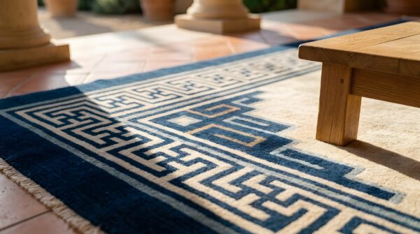 Antique chinese - mongolian large room size wool ivory rug (sku 25579) - in-room detail