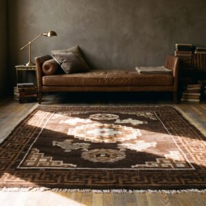 Antique Chinese - Mongolian Small Scatter Size Wool Brown Rug (SKU 21618) - room view