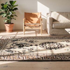 Antique Chinese - Mongolian Small Scatter Size Wool Ivory Rug (SKU 21019) - room view