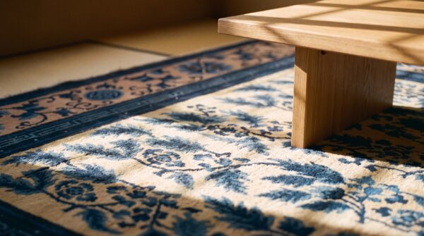 Antique chinese - mongolian knotted square rug (sku 24502) - in-room detail