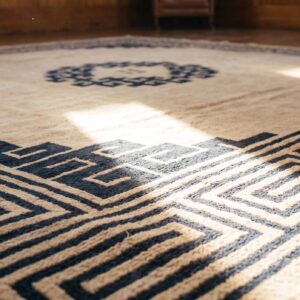 Antique Chinese-Mongolian Square Room Size Wool Ivory Rug (SKU 20430) - in-room detail