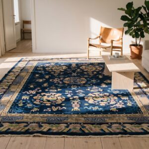 Antique Chinese Navy Blue Color Room Size Peking Rug (SKU 22500) - room view