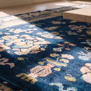 Antique Chinese Navy Blue Color Room Size Peking Rug (SKU 22500) - in-room detail