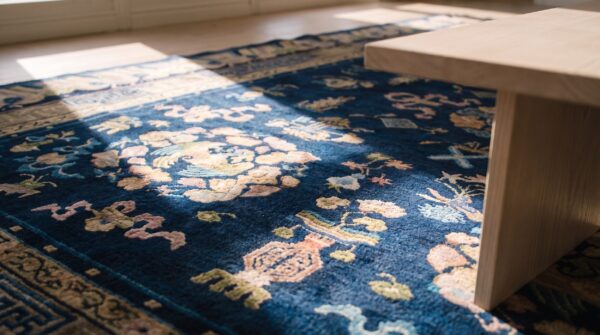 Antique chinese navy blue color room size peking rug 7 Antique chinese navy blue color room size peking rug (sku 22500) - in-room detail