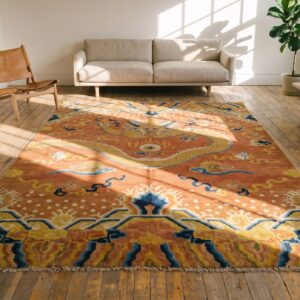 Antique Chinese Ningxia 1750s Coral Rug (SKU 22033) - room view