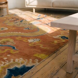 Antique Chinese Ningxia 1750s Coral Rug (SKU 22033) - in-room detail