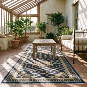 Antique Chinese Ningxia Blue 1800s Hallway Runner Rug (SKU 25539) - room view