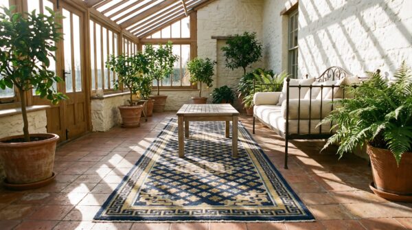 Antique chinese ningxia blue 1800s hallway runner rug 10 Antique chinese ningxia blue 1800s hallway runner rug (sku 25539) - room view