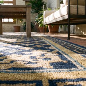 Antique Chinese Ningxia Blue 1800s Hallway Runner Rug (SKU 25539) - in-room detail