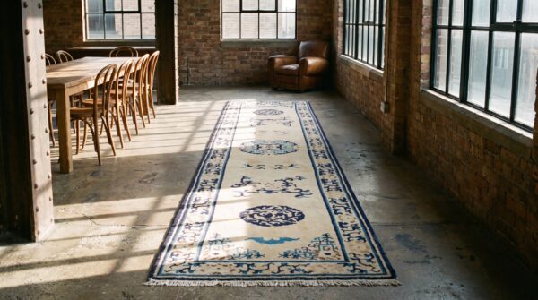 Antique chinese ningxia knotted hallway runner rug 9 Antique chinese ningxia knotted hallway runner rug (sku 22992) - room view