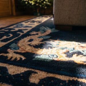 Antique Chinese - Ningxia Hallway Runner Wool Blue Rug (SKU 23376) - in-room detail