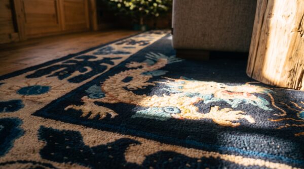 Antique chinese - ningxia hallway runner wool blue rug 10 Antique chinese - ningxia hallway runner wool blue rug (sku 23376) - in-room detail