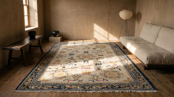 Antique chinese - ningxia hallway runner wool ivory rug 8 Antique chinese - ningxia hallway runner wool ivory rug (sku 19985) - room view